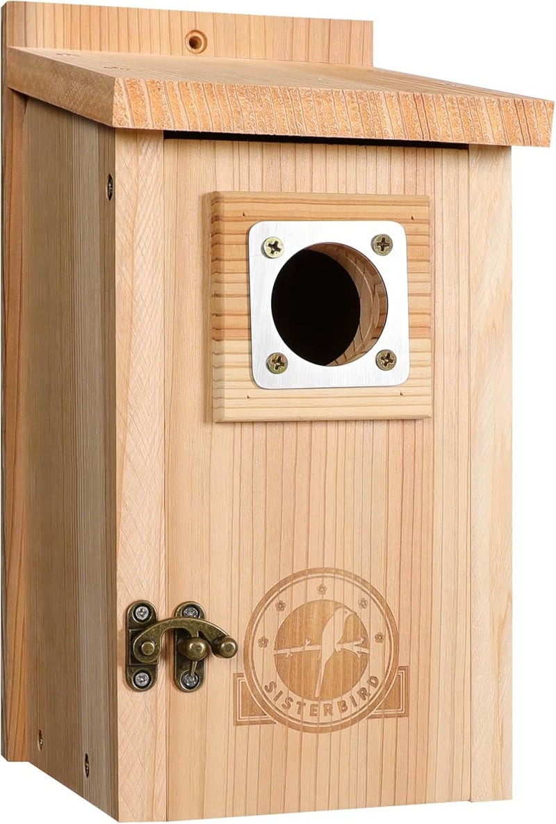 SISTERBIRD Bird Houses for Outside 1-1/2” Entrance Hole Cedar Birdhouses with Metal Guard Outdoor Bluebird Wren Swallow Finch Asssembly Required - Image 1